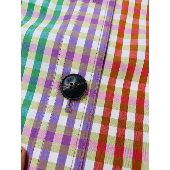 New Kate Spade Rainbow Plaid Button Belted Shirt Dress - Picture 3 of 7